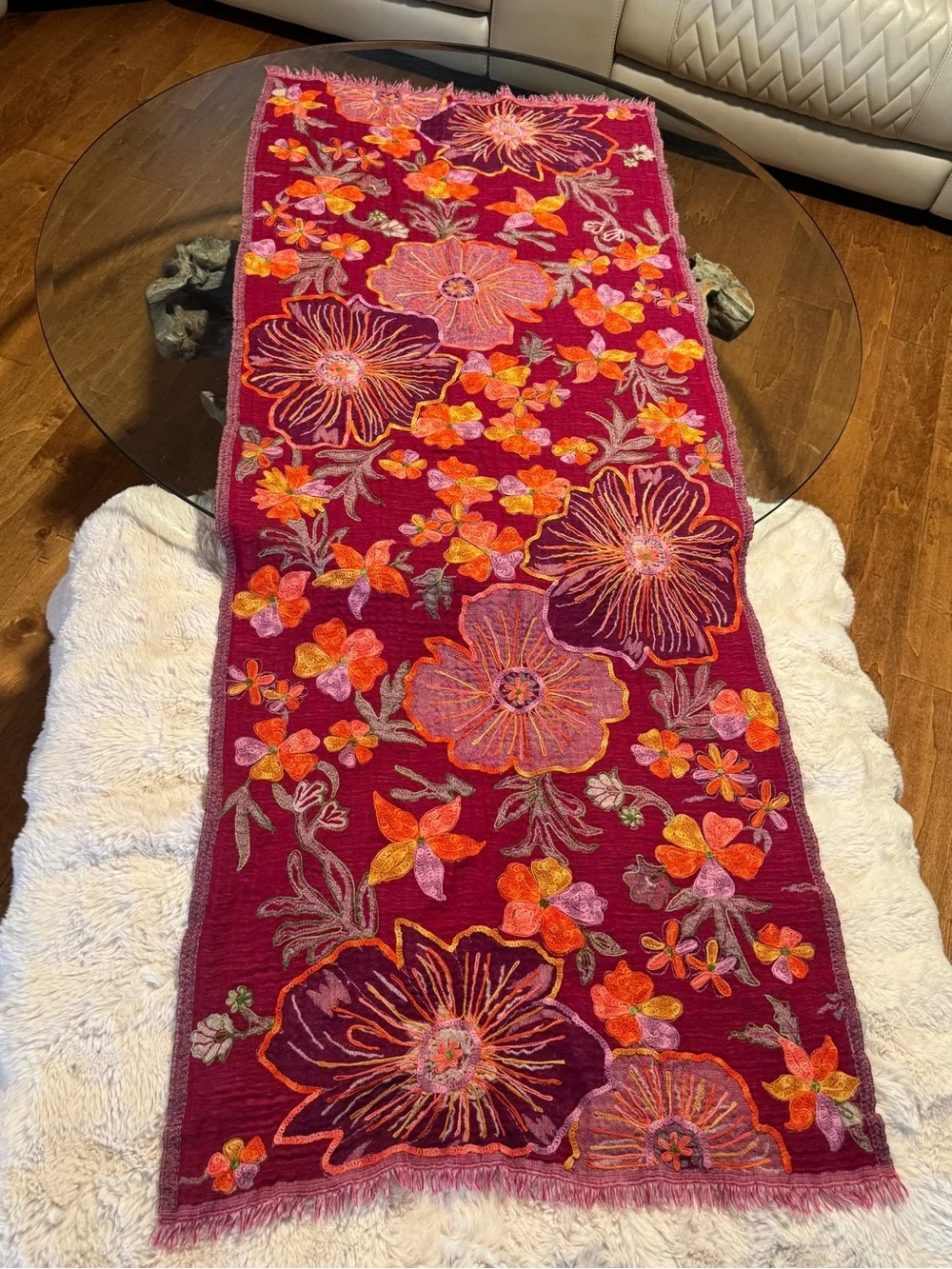 Boho Wool Floral Multi-Use Scarf